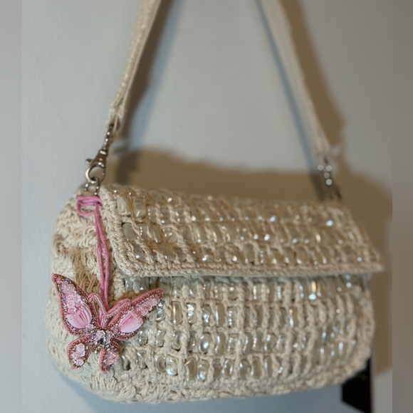 Mother of Pearl Crochet Beaded Shoulder Bag - Picture 2 of 6